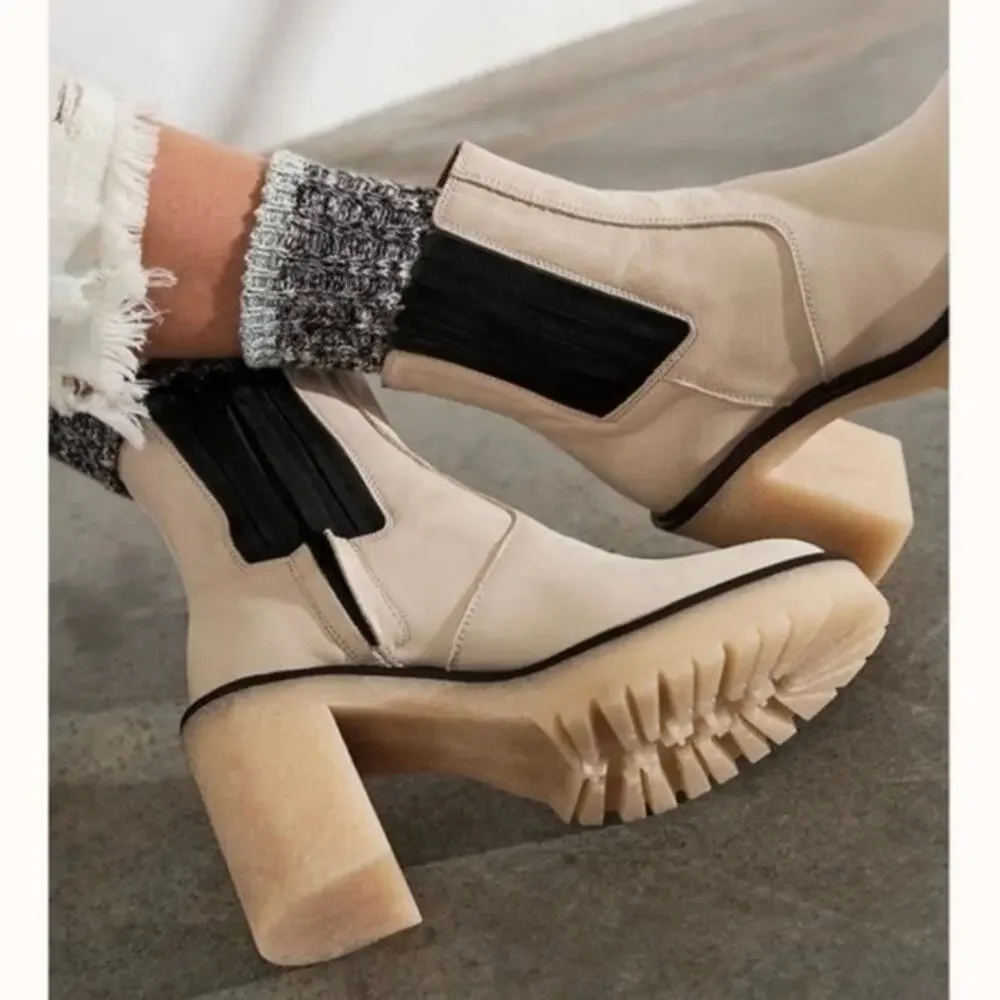 Free People Leather James Chelsea Boot in White